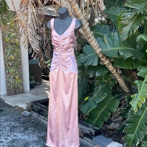 Jessica McClintock ruched drop waste satin gown